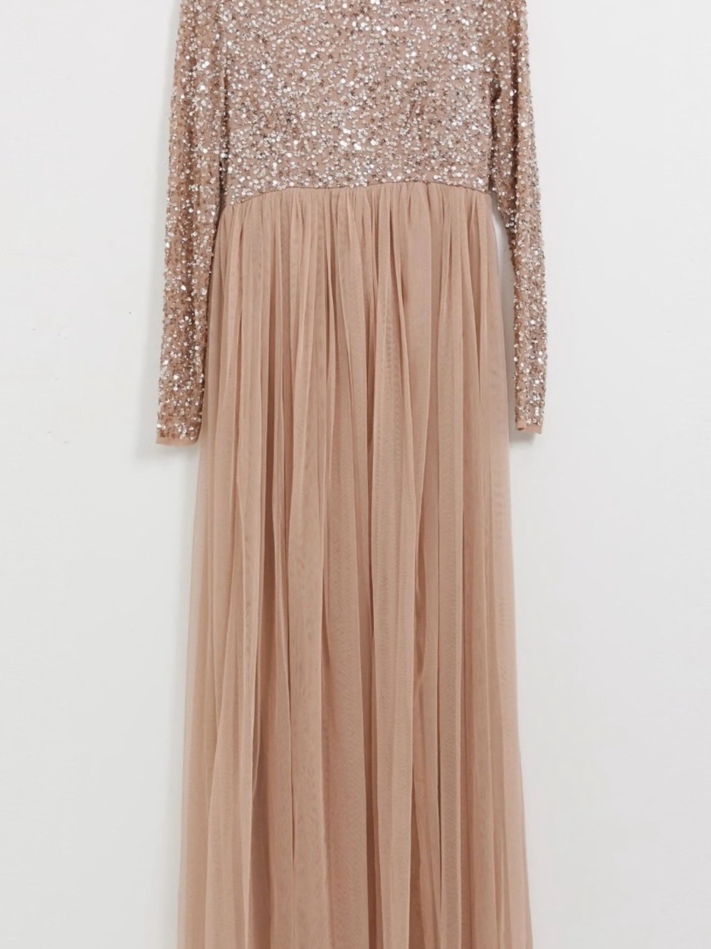 ASOS Maternity Long Sequin & Tulle Maxi Dress in Blush